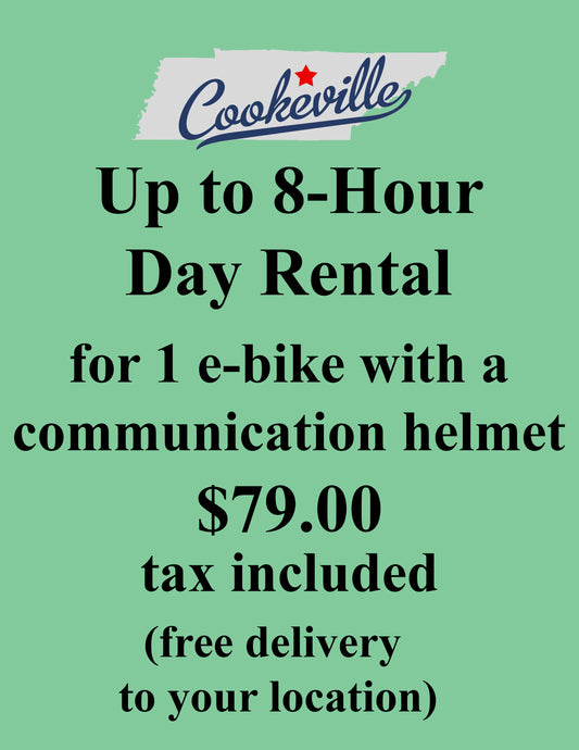 Cookeville Ebike Rental-Full Day (Up to 8 Hours) Tax Included