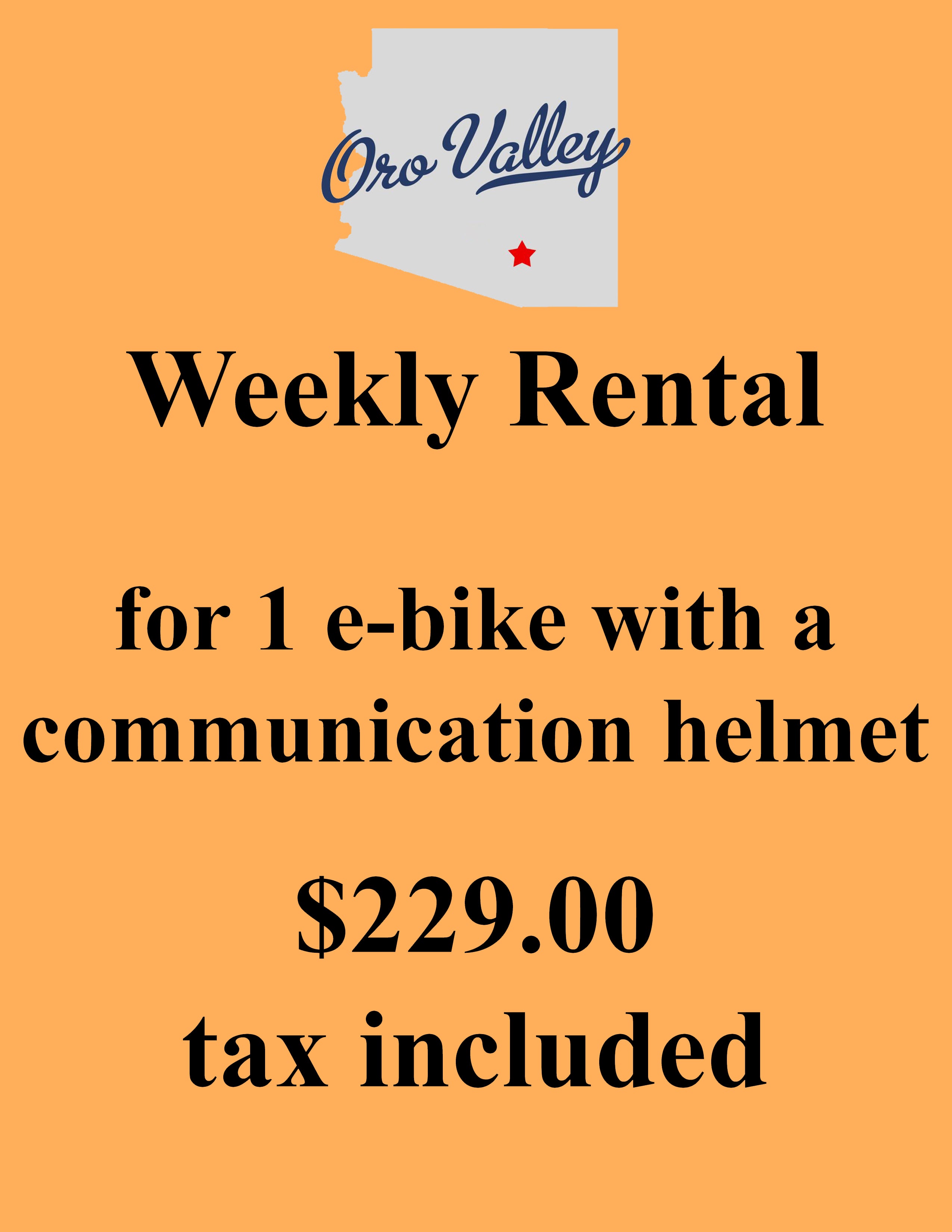 One EBike RentalOro Valley AreaWeekly Rental (Tax Included) ScottyBike