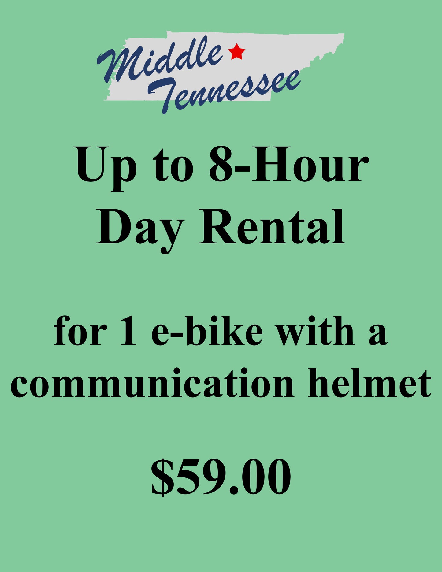 Middle Tennessee Ebike Rental-Full Day (Up to 8 Hours) Tax Included