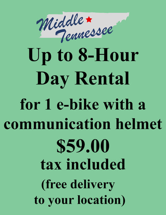 Middle Tennessee Ebike Rental-Full Day (Up to 8 Hours) Tax Included