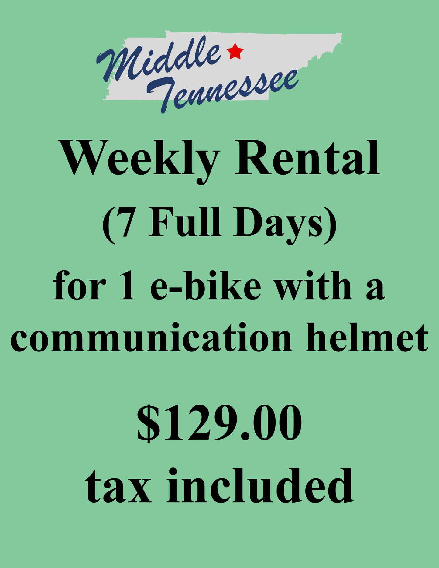 Middle Tennessee Weekly Ebike Rental (Tax Included)
