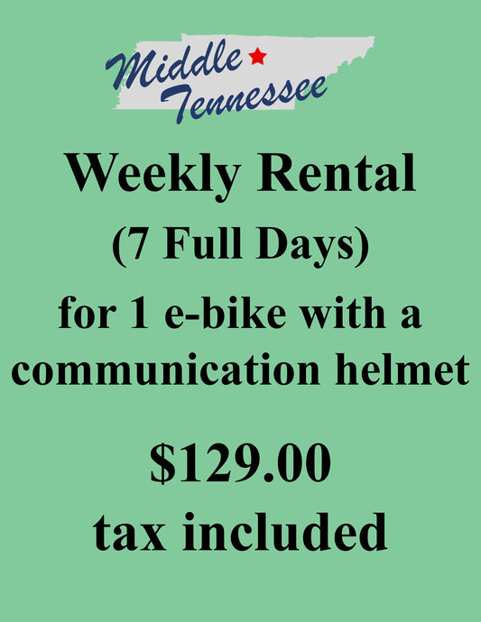 Middle Tennessee Weekly Ebike Rental (Tax Included)